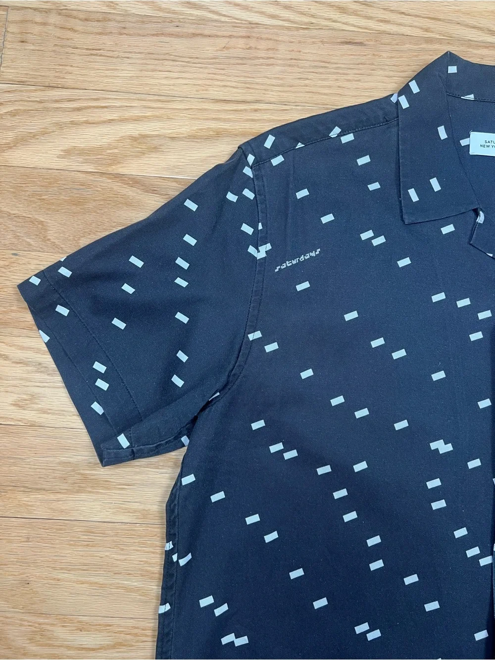 Saturdays NYC Canty Light Reflection Short Sleeve Camp Collar Shirt